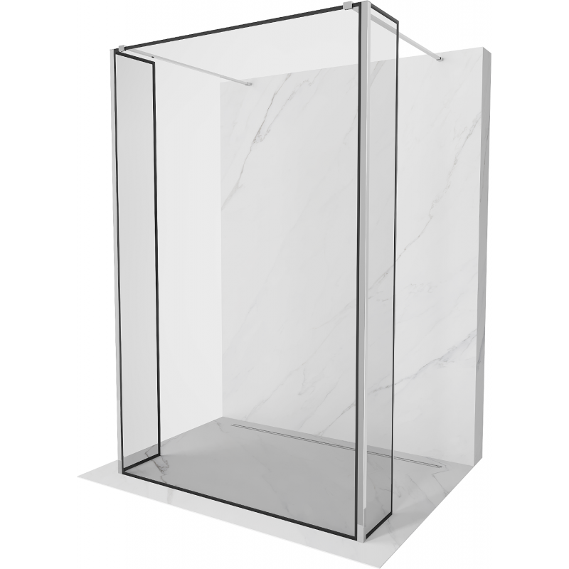 Mexen Kioto Free-Standing Shower Wall 90 x 30 x 30 cm, Black Pattern, Chrome - 800-090-030-222-01-70-030
