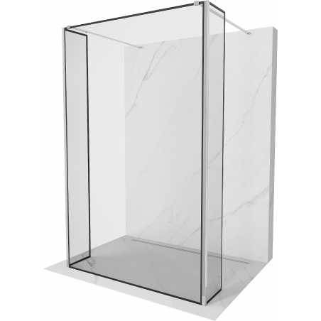 Mexen Kioto freestanding shower wall 100 x 30 x 30 cm, black pattern, chrome - 800-100-030-222-01-70-030