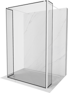 Mexen Kioto freestanding shower wall 110 x 30 x 30 cm, black frame, white - 800-110-030-222-20-70-030