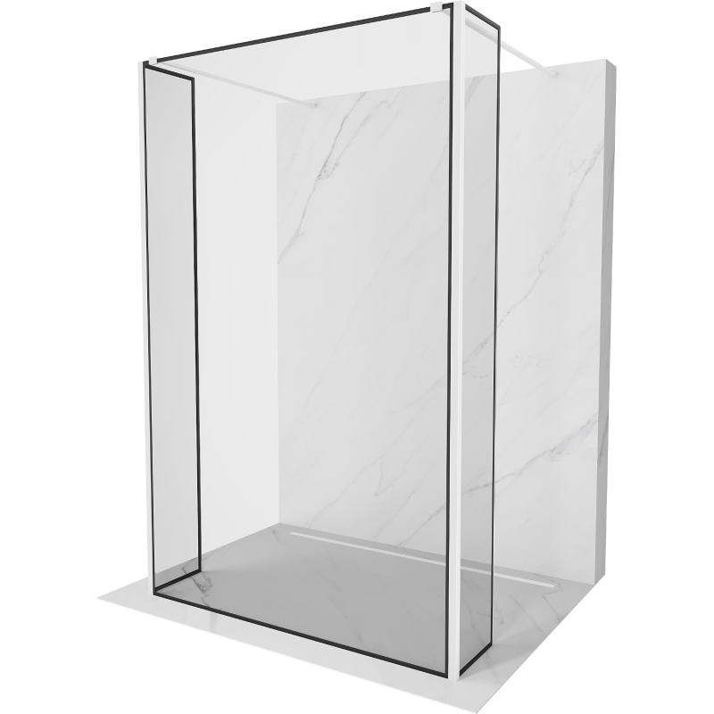 Mexen Kioto freestanding shower wall 150 x 30 x 30 cm, black frame, white - 800-150-030-222-20-70-030