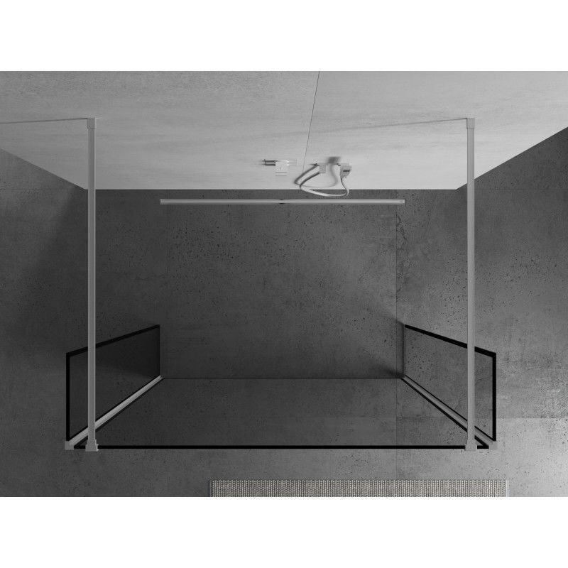 Mexen Kioto freestanding shower wall 150 x 30 x 30 cm, black frame, white - 800-150-030-222-20-70-030