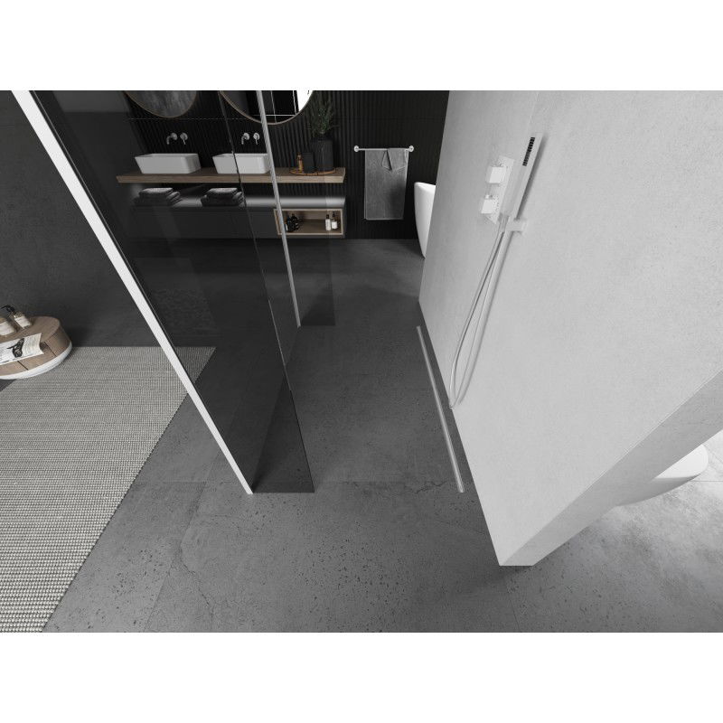 Mexen Kioto freestanding shower wall 130 x 30 x 30 cm, transparent, white - 800-130-030-222-20-00-030