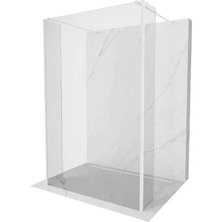 Mexen Kioto Freestanding Shower Wall 125 x 30 x 30 cm, Transparent, White - 800-125-030-222-20-00-030