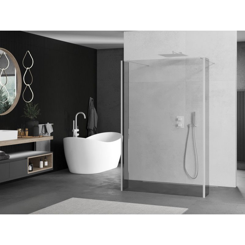 Mexen Kioto freestanding shower wall 145 x 30 x 30 cm, transparent, white - 800-145-030-222-20-00-030