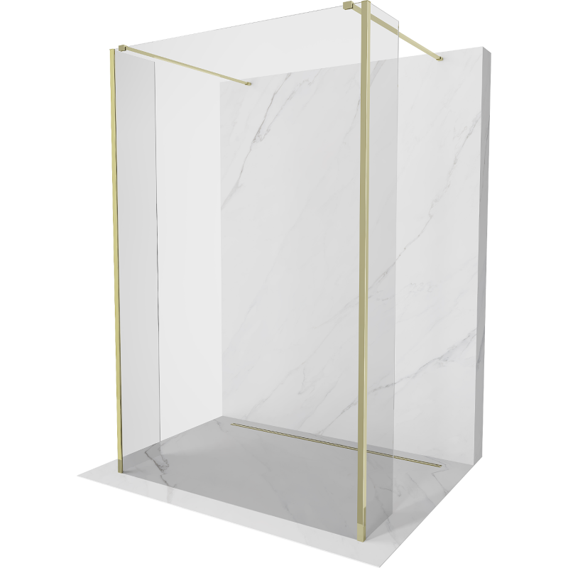 Mexen Kioto freestanding shower wall 140 x 30 x 30 cm, transparent, gold - 800-140-030-222-50-00-030