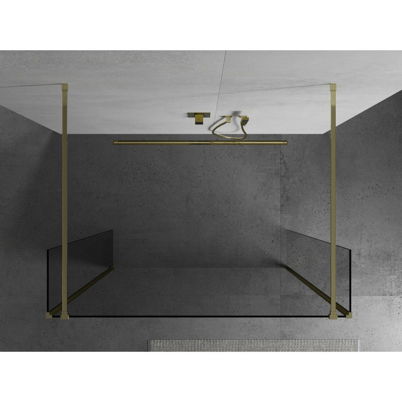 Mexen Kioto freestanding shower wall 180 x 30 x 30 cm, transparent, gold - 800-180-030-222-50-00-030