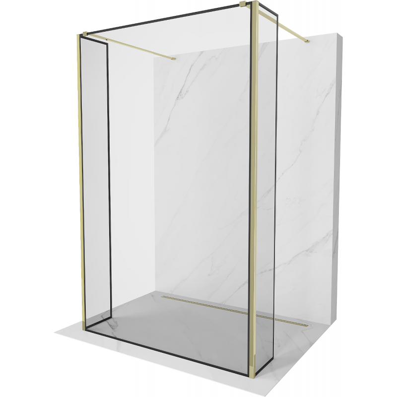 Mexen Kioto Freestanding Shower Wall 90 x 30 x 30 cm, Black Pattern, Gold - 800-090-030-222-50-70-030