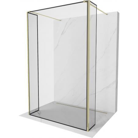 Mexen Kioto freestanding shower wall 90 x 30 x 30 cm, black frame, gold - 800-090-030-222-50-70-030