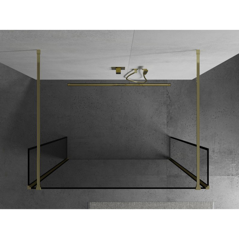Mexen Kioto freestanding shower wall 110 x 30 x 30 cm, black frame, gold - 800-110-030-222-50-70-030