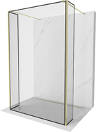 Mexen Kioto freestanding shower wall 150 x 30 x 30 cm, black frame, gold - 800-150-030-222-50-70-030