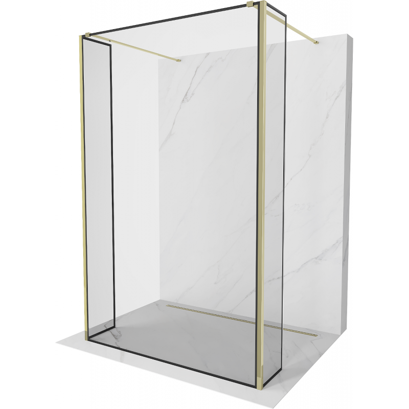 Mexen Kioto free-standing shower wall 160 x 30 x 30 cm, black pattern, gold - 800-160-030-222-50-70-030