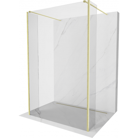 Mexen Kioto freestanding shower wall 95 x 30 x 30 cm, transparent, brushed gold - 800-095-030-222-55-00-030