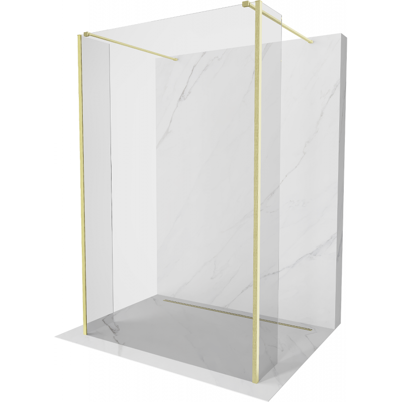 Mexen Kioto freestanding shower wall 115 x 30 x 30 cm, transparent, brushed gold - 800-115-030-222-55-00-030
