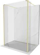 Mexen Kioto freestanding shower wall 130 x 30 x 30 cm, transparent, brushed gold - 800-130-030-222-55-00-030