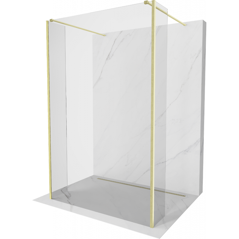 Mexen Kioto Free-Standing Shower Wall 140 x 30 x 30 cm, Transparent, Brushed Gold - 800-140-030-222-55-00-030
