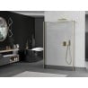 Mexen Kioto Free-Standing Shower Wall 140 x 30 x 30 cm, Transparent, Brushed Gold - 800-140-030-222-55-00-030