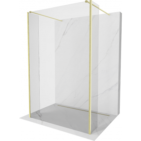 Mexen Kioto Freestanding Shower Screen 170 x 30 x 30 cm, Transparent, Brushed Gold - 800-170-030-222-55-00-030