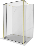 Mexen Kioto freestanding shower wall 160 x 30 x 30 cm, black frame, brushed gold - 800-160-030-222-55-70-030