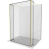 Mexen Kioto freestanding shower wall 150 x 30 x 30 cm, black frame, brushed gold - 800-150-030-222-55-70-030