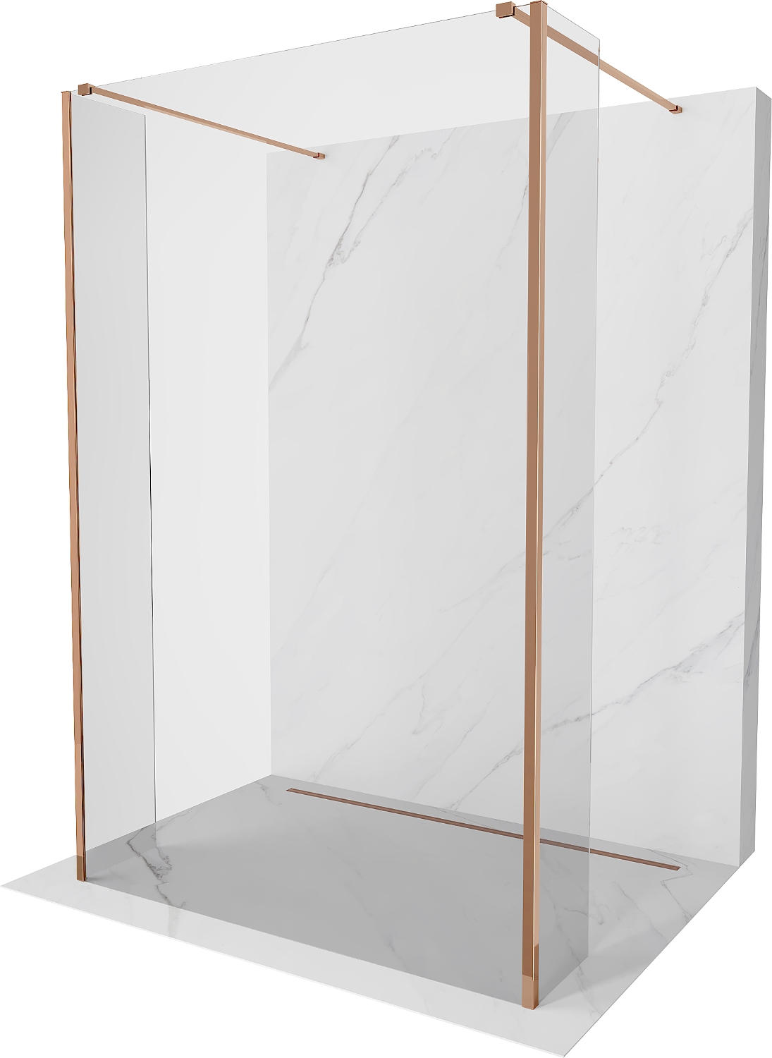 Mexen Kioto Freestanding Shower Wall 100 x 30 x 30 cm, Transparent, Rose Gold - 800-100-030-222-60-00-030