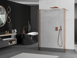 Mexen Kioto freestanding shower wall 95 x 30 x 30 cm, transparent, rose gold - 800-095-030-222-60-00-030