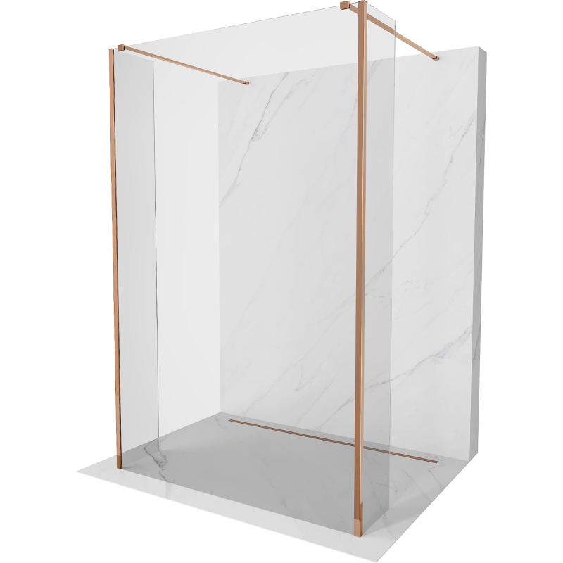 Mexen Kioto freestanding shower wall 125 x 30 x 30 cm, transparent, rose gold - 800-125-030-222-60-00-030