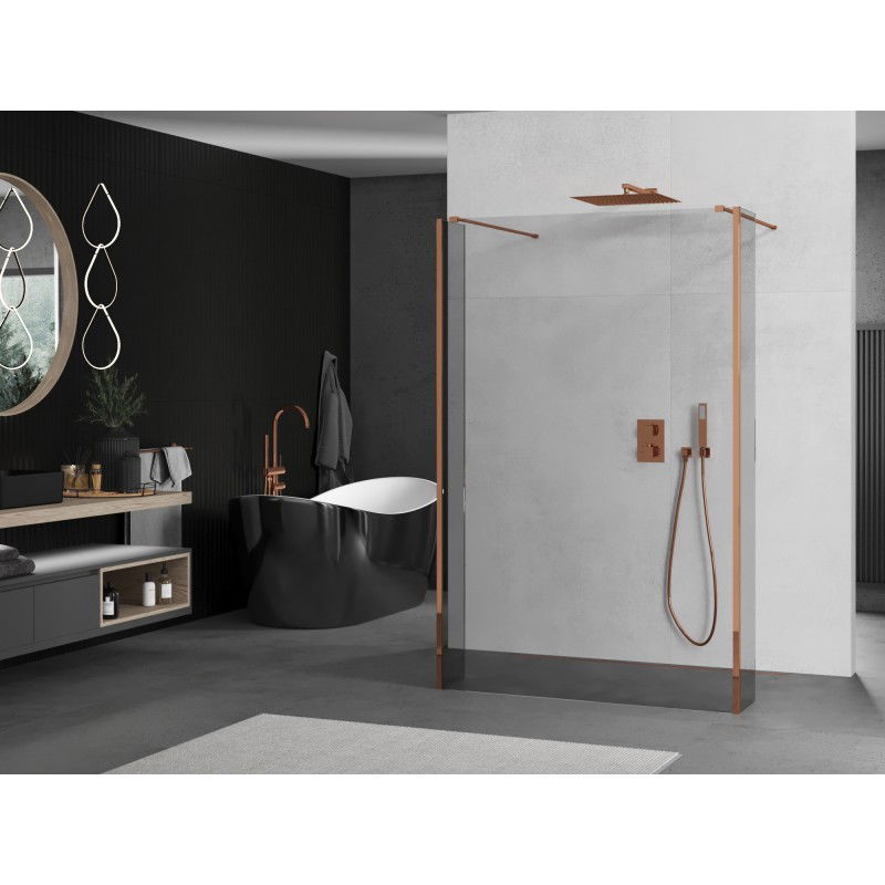 Mexen Kioto freestanding shower wall 180 x 30 x 30 cm, transparent, rose gold - 800-180-030-222-60-00-030