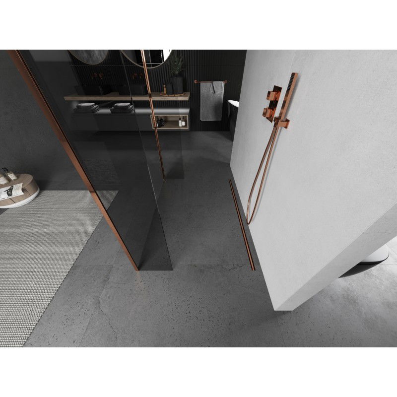 Mexen Kioto freestanding shower wall 180 x 30 x 30 cm, transparent, rose gold - 800-180-030-222-60-00-030