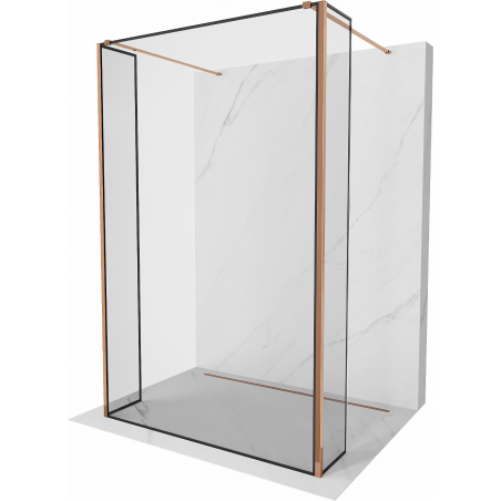 Mexen Kioto freestanding shower wall 110 x 30 x 30 cm, black frame, pink gold - 800-110-030-222-60-70-030