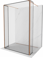 Mexen Kioto free-standing shower wall 140 x 30 x 30 cm, black frame, rose gold - 800-140-030-222-60-70-030