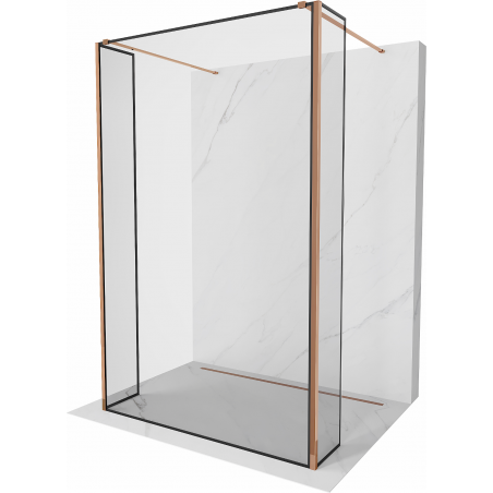 Mexen Kioto Freestanding Shower Screen 160 x 30 x 30 cm, Black Frame, Rose Gold - 800-160-030-222-60-70-030