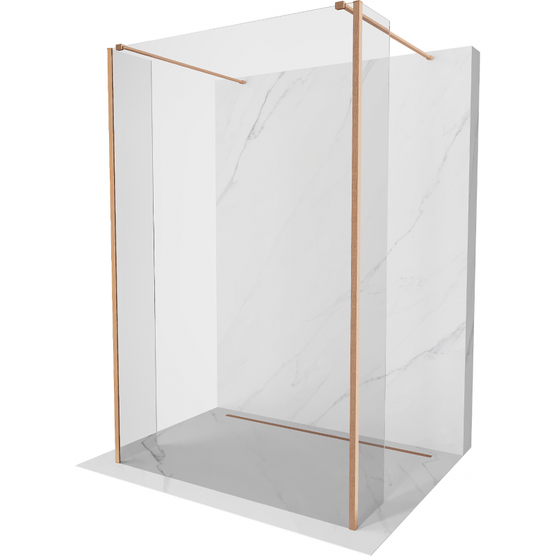 Mexen Kioto Free-standing Shower Wall 125 x 30 x 30 cm, transparent, brushed brass - 800-125-030-222-65-00-030