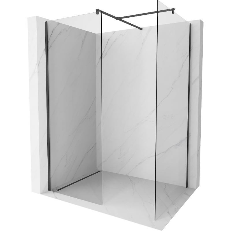 Mexen Kioto Walk-in Shower Wall 150 x 75 cm, Transparent, Black - 800-150-202-70-00-075