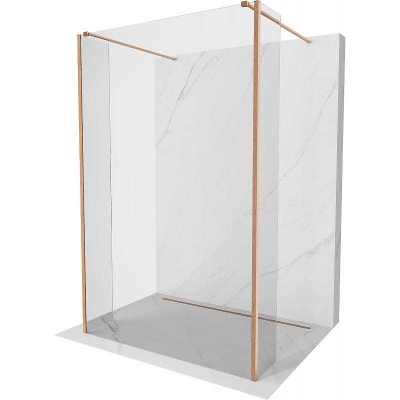 Mexen Kioto Free Standing Shower Wall 160 x 30 x 30 cm, Transparent, Brushed Copper - 800-160-030-222-65-00-030