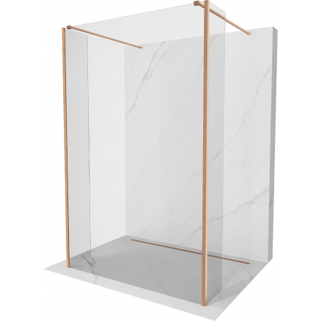 Mexen Kioto freestanding shower wall 140 x 30 x 30 cm, transparent, brushed brass - 800-140-030-222-65-00-030