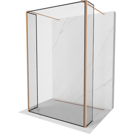 Mexen Kioto freestanding shower screen 90 x 30 x 30 cm, black frame, brushed copper - 800-090-030-222-65-70-030