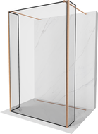 Mexen Kioto freestanding shower screen 90 x 30 x 30 cm, black frame, brushed copper - 800-090-030-222-65-70-030