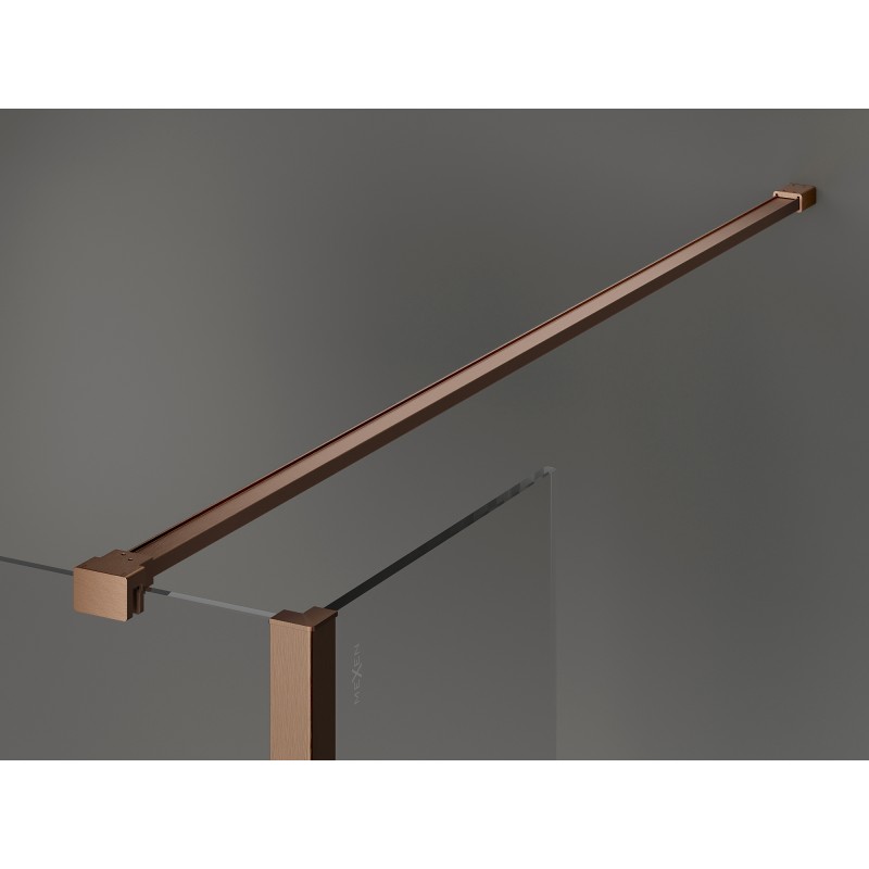 Mexen Kioto 120 x 30 x 30 cm Freestanding Shower Wall, Black Frame, Brushed Copper - 800-120-030-222-65-70-030