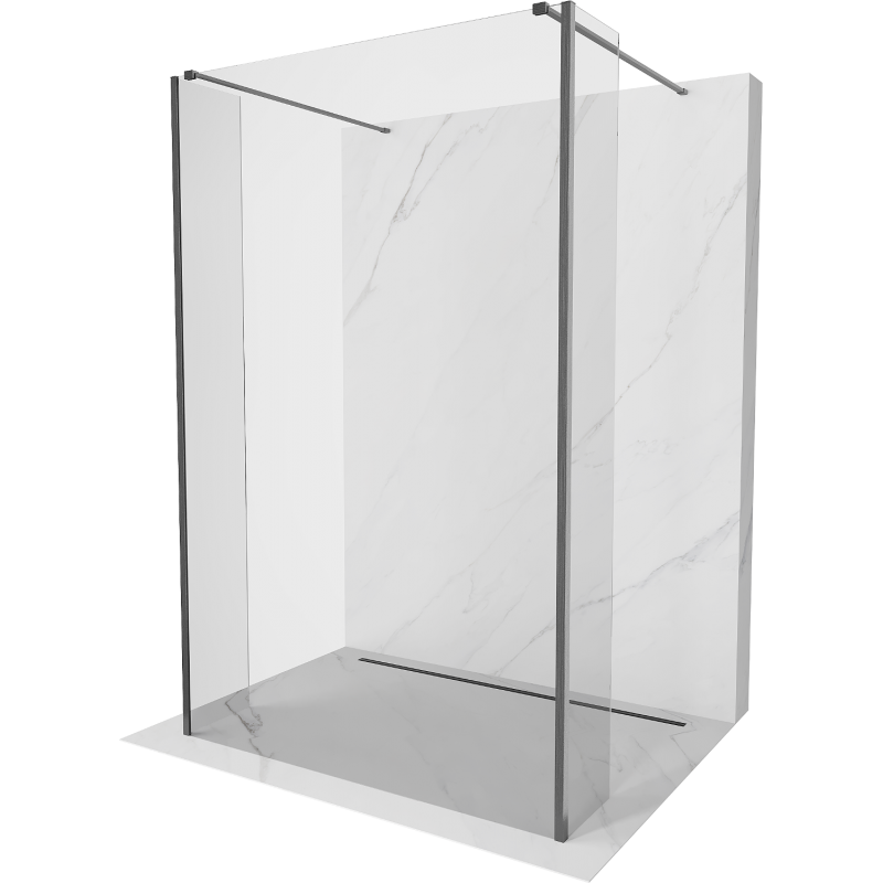 Mexen Kioto freestanding shower wall 130 x 30 x 30 cm, transparent, brushed gun gray - 800-130-030-222-66-00-030