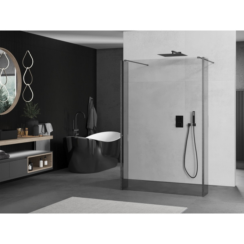 Mexen Kioto freestanding shower screen 160 x 30 x 30 cm, transparent, gun gray brushed - 800-160-030-222-66-00-030
