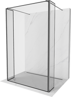 Mexen Kioto freestanding shower wall 120 x 30 x 30 cm, black frame, gun gray brushed - 800-120-030-222-66-70-030
