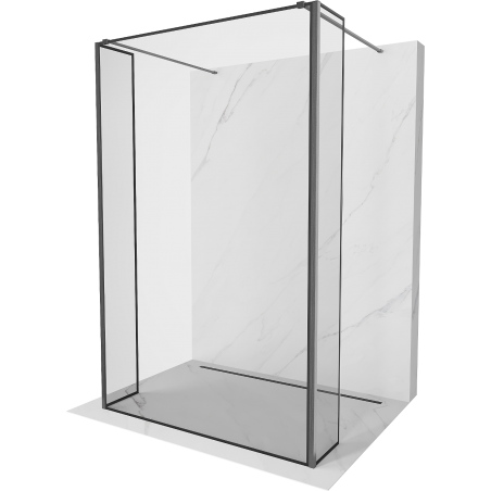 Mexen Kioto Freestanding Shower Wall 100 x 30 x 30 cm, Black Pattern, Brushed Gun Gray - 800-100-030-222-66-70-030