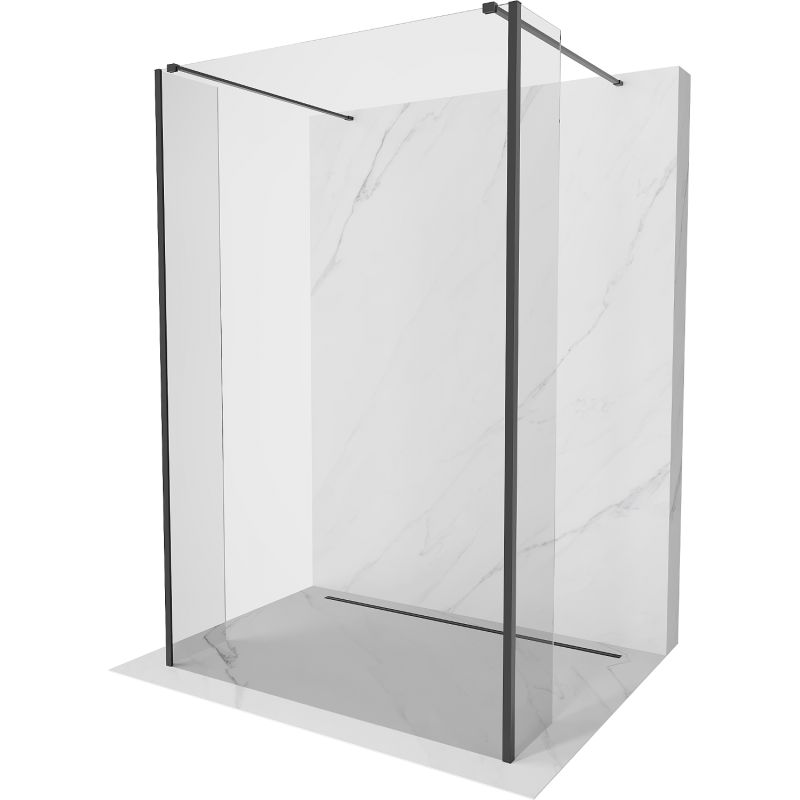 Mexen Kioto freestanding shower wall 155 x 30 x 30 cm, transparent, black - 800-155-030-222-70-00-030