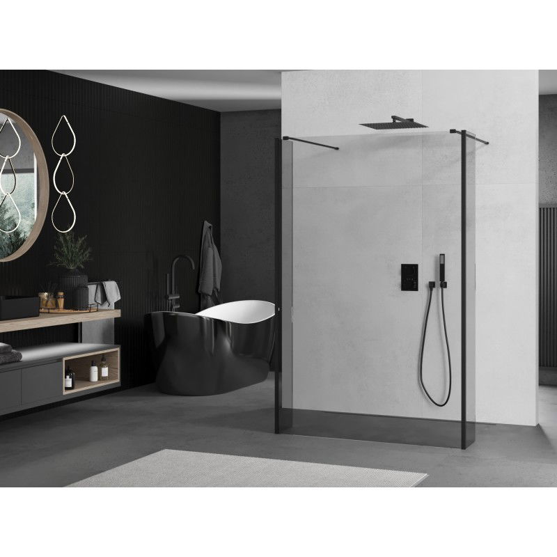 Mexen Kioto freestanding shower wall 170 x 30 x 30 cm, transparent, black - 800-170-030-222-70-00-030