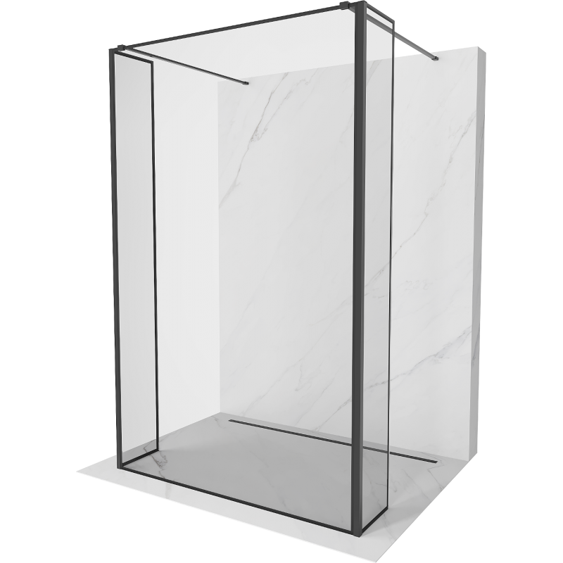 Mexen Kioto freestanding shower wall 90 x 30 x 30 cm, black frame, black - 800-090-030-222-70-70-030