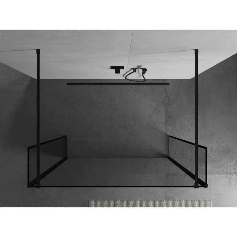 Mexen Kioto freestanding shower wall 130 x 30 x 30 cm, black frame, black - 800-130-030-222-70-70-030