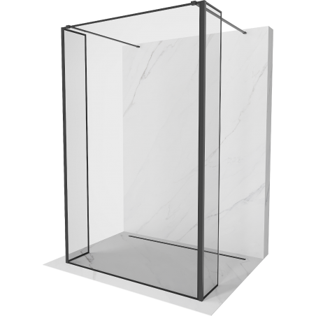 Mexen Kioto Freestanding Shower Wall 160 x 30 x 30 cm, Black Frame, Black - 800-160-030-222-70-70-030