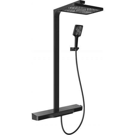Mexen Zoom exposed shower set with rain shower and faucet, black - 78101-70