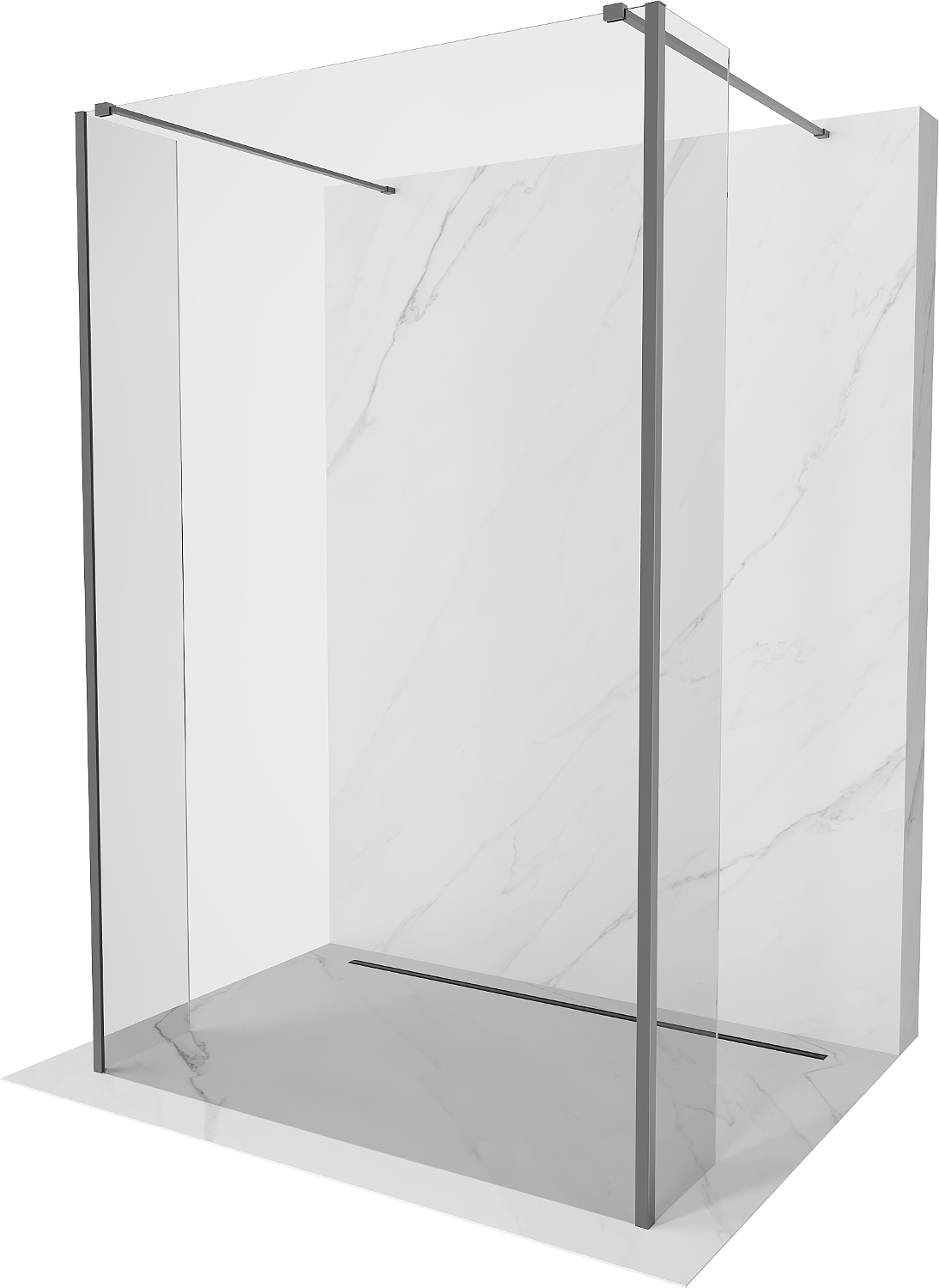 Mexen Kioto Freestanding Shower Wall 125 x 30 x 30 cm, Transparent, Gun Metal - 800-125-030-222-95-00-030