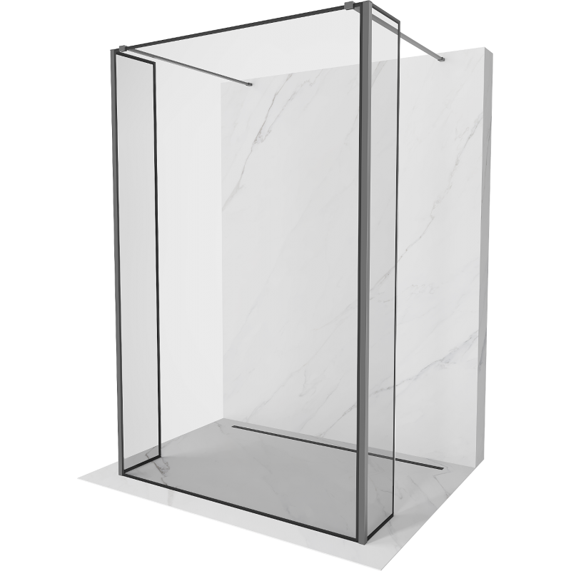 Mexen Kioto freestanding shower wall 90 x 30 x 30 cm, black pattern, gun metal - 800-090-030-222-95-70-030